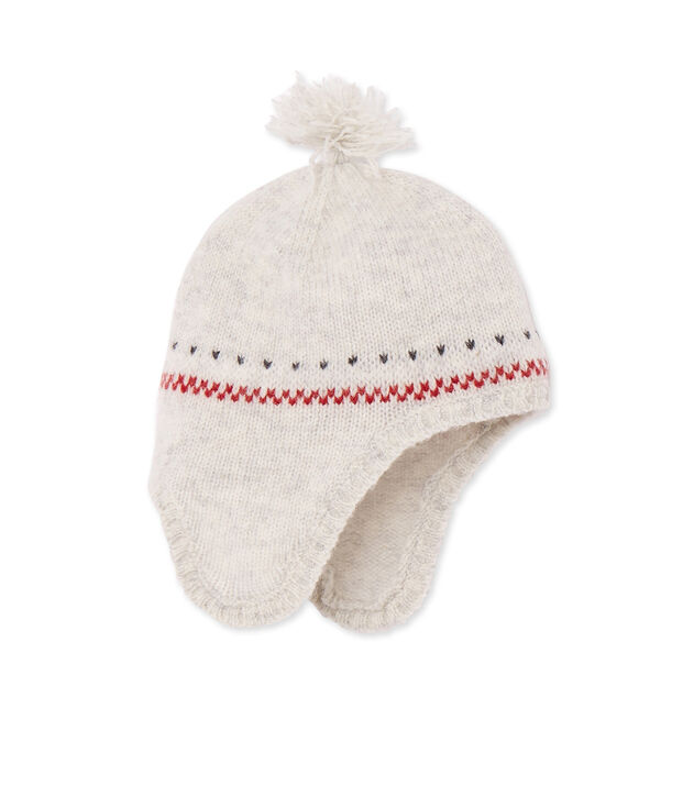 Bonnet p&eacute;ruvien b&eacute;b&eacute; mixte en laine m&eacute;lang&eacute;e beige