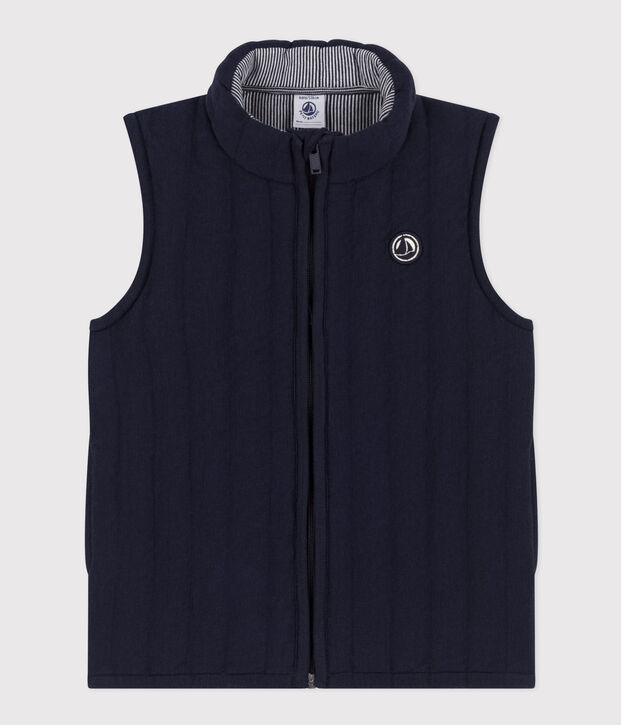 Veste sans manche en tubique enfant fille / gar&ccedil;on bleu marine