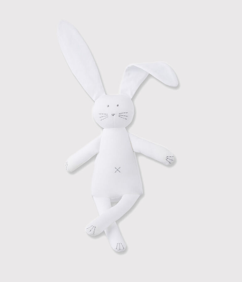 Doudou lapin blanc b&eacute;b&eacute; en jersey blanc