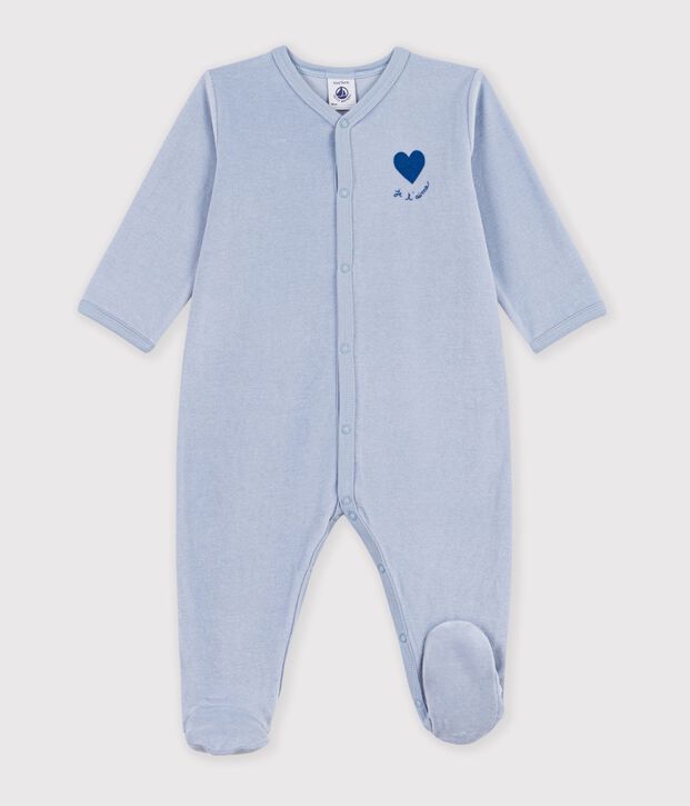 Pyjama b&eacute;b&eacute; en velours uni avec motif plac&eacute; NEW PLACID