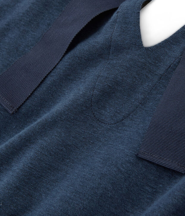 Dames-t-shirt met korte mouwen in linnen blauw