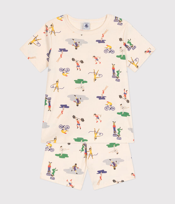 Korte kinderpyjama van katoen met multisportprint wit AVALANCHE/ MULTICO