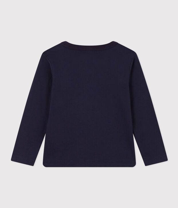 Tee-shirt manches longues en coton enfant fille / gar&ccedil;on bleu marine