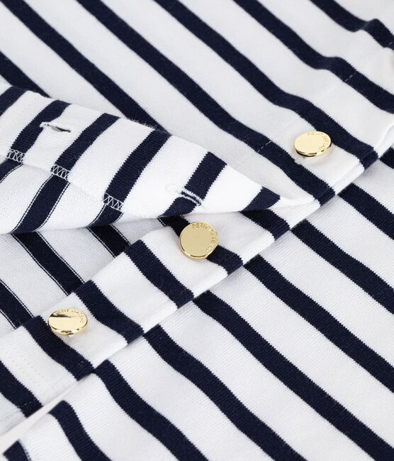 Marinière femme en coton blanc MARSHMALLOW/bleu SMOKING