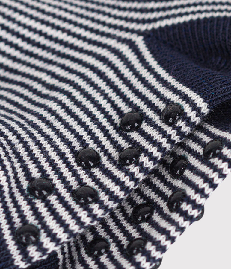 Katoenen antislipsokjes met strepen voor baby's blauw/wit