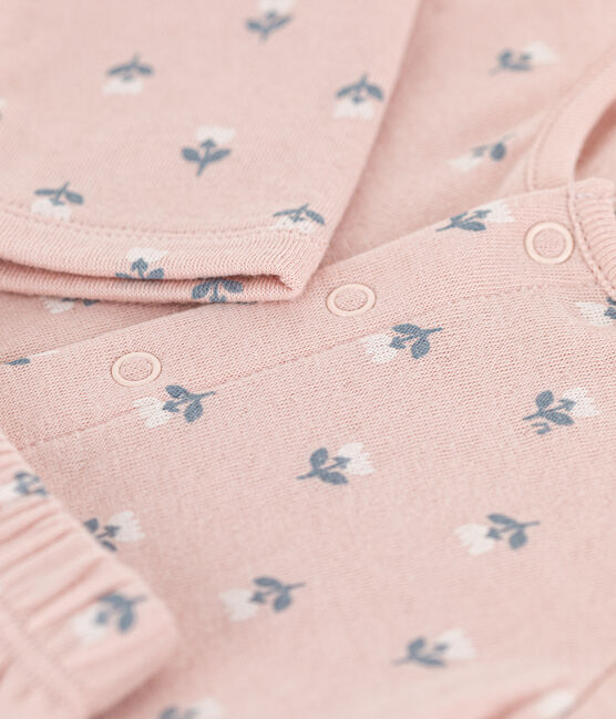 Ensemble imprimé en tubique bébé rose SALINE/blanc MULTICO