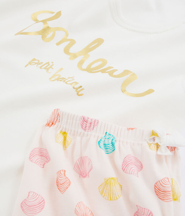 Pyjacourt fille en c&ocirc;te rose/multicouleur