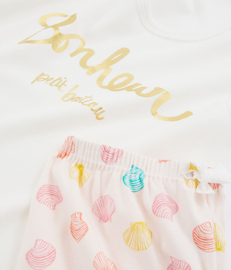 Pyjacourt fille en c&ocirc;te rose/multicouleur