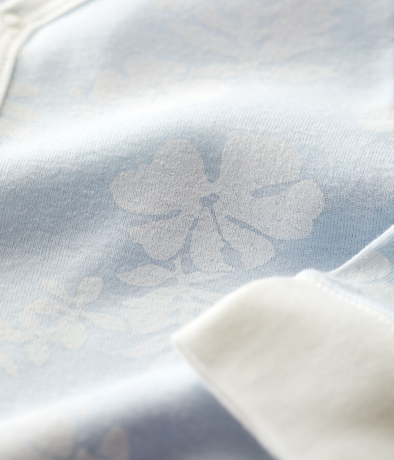 Babyslaapzak met Hawa&iuml;-print en met afneembare voetjes in katoen blauw/wit