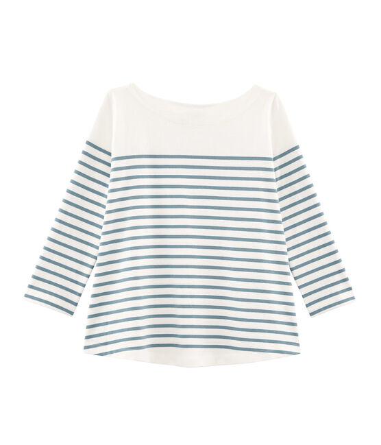 Marinière virevoltante femme blanc MARSHMALLOW/bleu FONTAINE