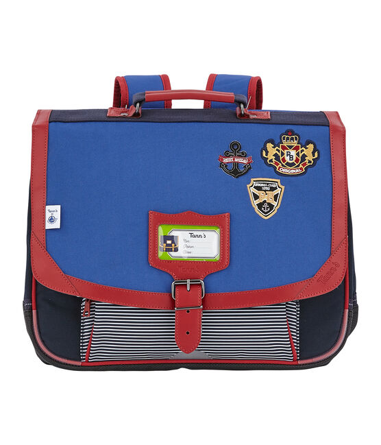 Kinderboekentas Petit Bateau x Tann's blauw SMOKING/rood TERKUIT/ MARSHMALLOW