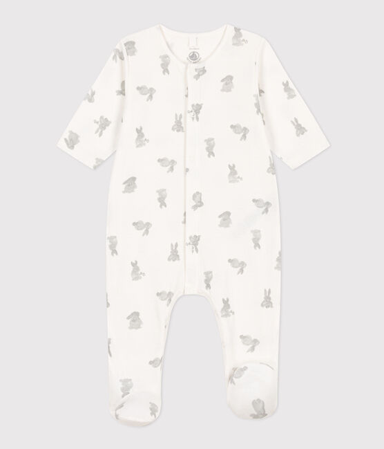 Pyjama bébé lapins en tubique blanc MARSHMALLOW/gris GRIS