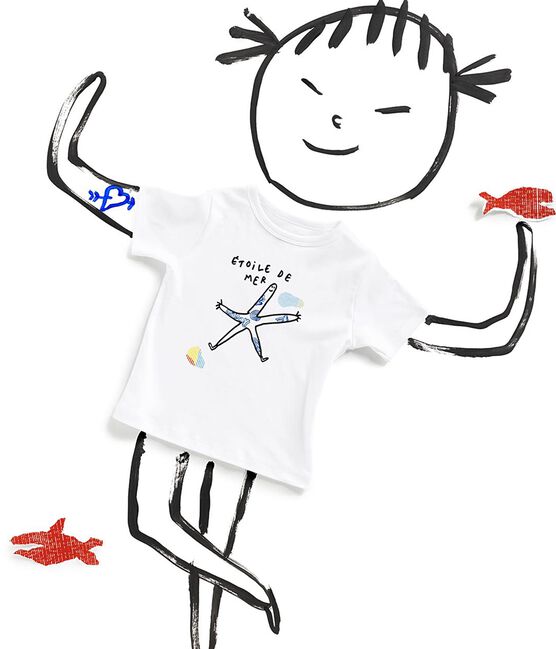 Tee shirt Serge Bloch enfant blanc ECUME