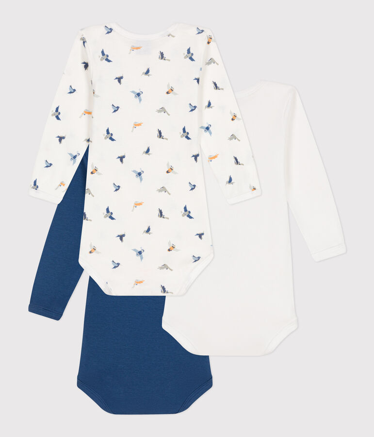 Lot de 3 bodies manches longues en coton b&eacute;b&eacute; multicouleur
