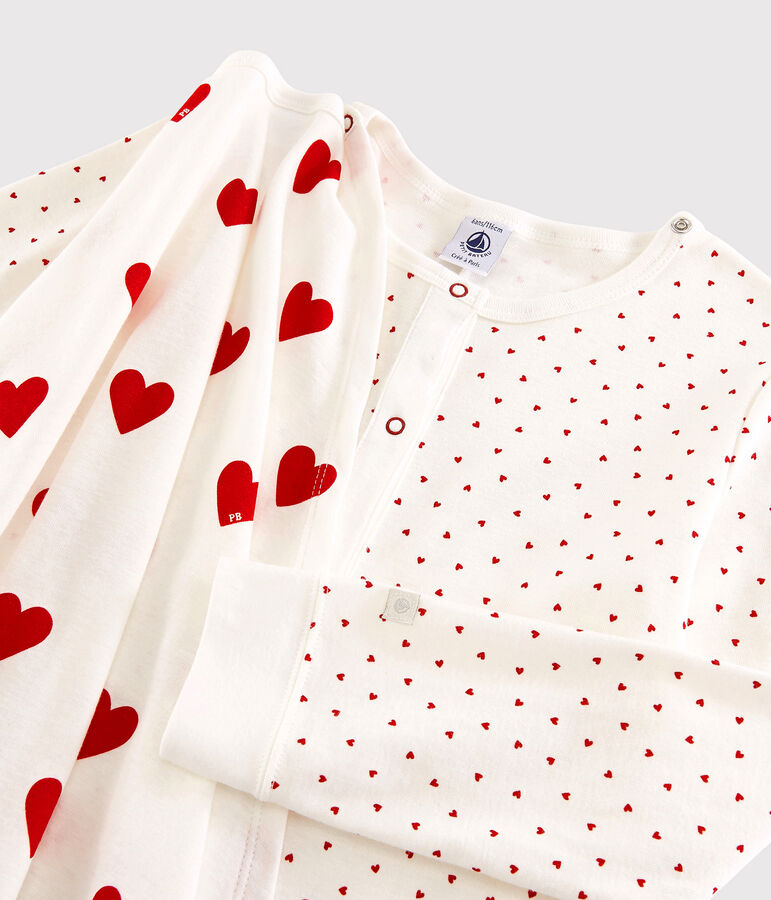 Jumpsuit superheldenkostuum voor babymeisjes, van biologisch katoen wit MARSHMALLOW/rood TERKUIT