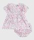 Robe bébé en coton manches courtes imprimée avec son bloomer