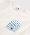 Wit-blauwe pyjacourt van ribstof uniseks wit MARSHMALLOW/blauw COOL