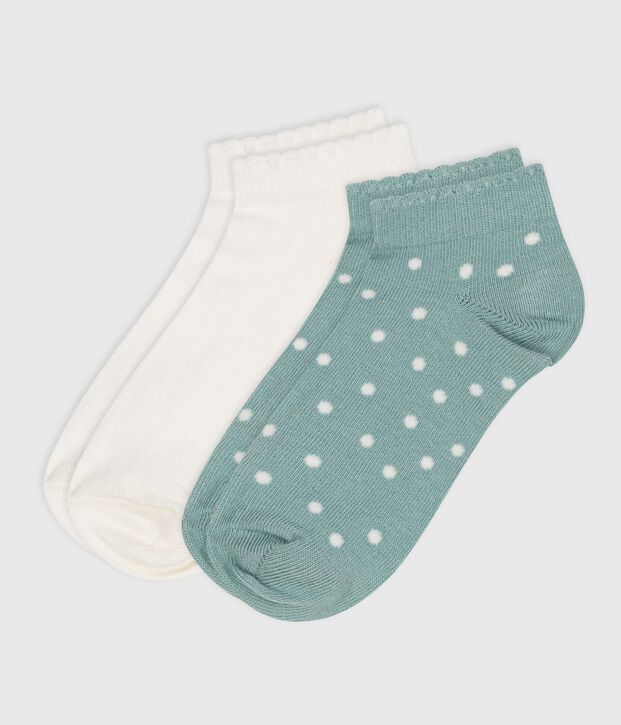 2 paires de chaussettes enfant fille en coton &agrave; pois multicouleur