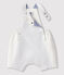 Korte linnen salopette babyjongen wit MARSHMALLOW