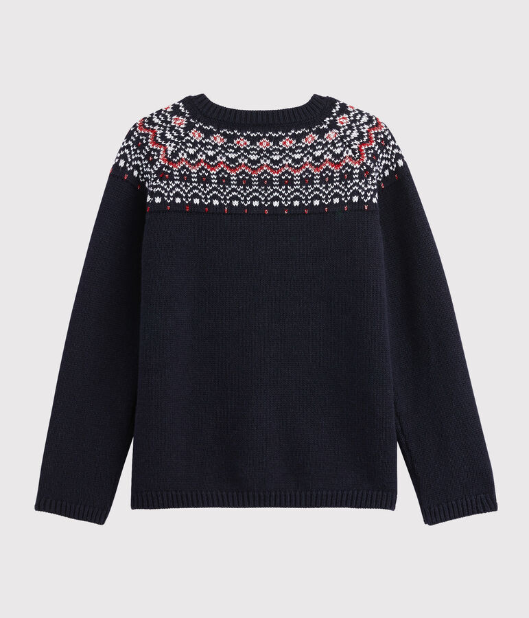 Cardigan laine et coton enfant fille bleu SMOKING/blanc MULTICO