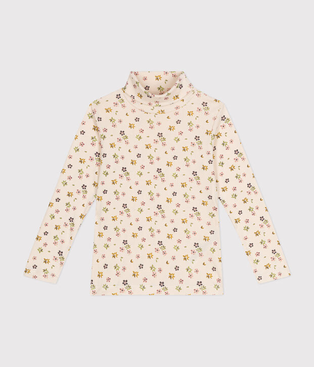 Sous-pull en coton enfant fille &eacute;cru/multicouleur