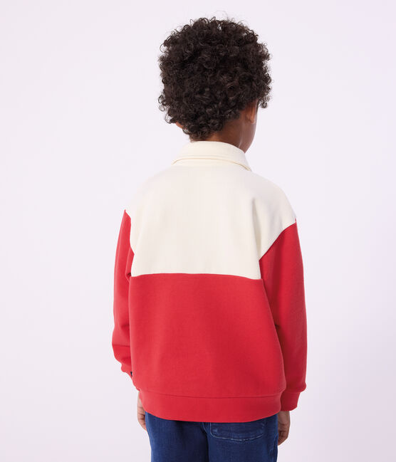 Sweatshirt esprit polo enfant en coton rouge MILK/ POMPIER