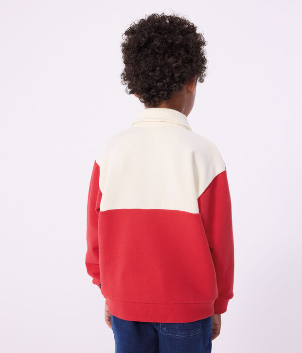 Katoenen sweatshirt in polostijl voor kinderen rood/rood