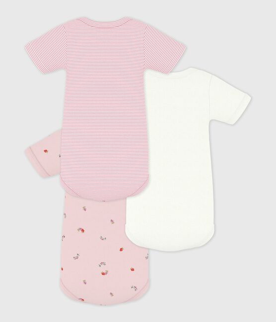 Lot de bodies manches courtes en coton imprimé fleuri bébé variante 1