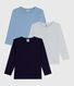 Setje met effen katoenen T-shirts met lange mouwen voor kinderen