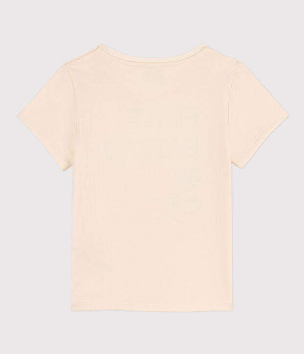 Tee-shirt imprim&eacute; manches courtes enfant fille &eacute;cru/bleu