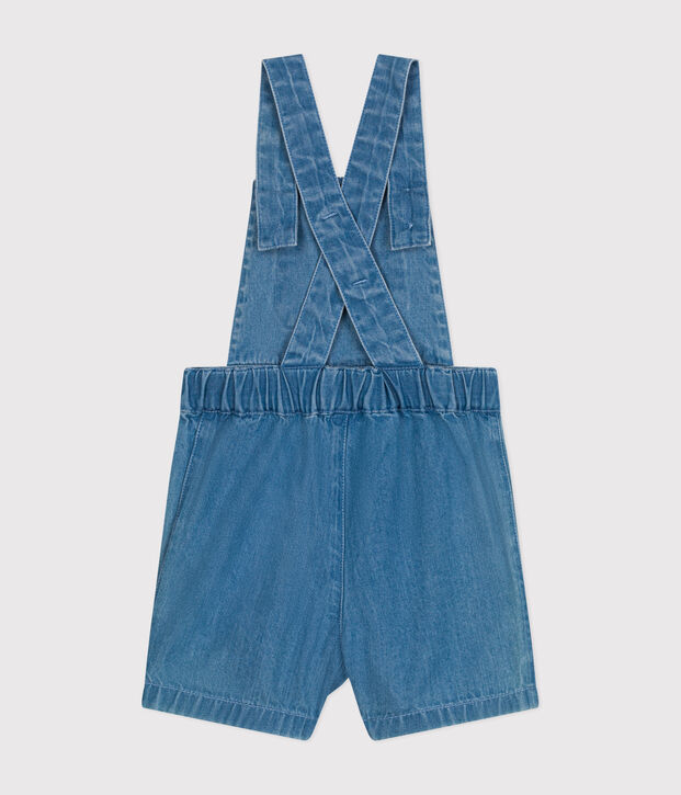 Salopette courte en denim l&eacute;ger b&eacute;b&eacute; bleu