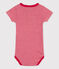Katoenen body met korte mouwen en 'milleraies'-streepjes voor baby's rood CORRIDA/wit MARSHMALLOW