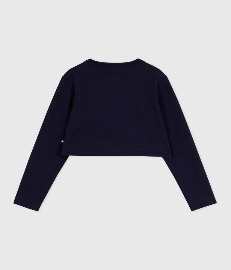 Cardigan enfant en coton uni bleu