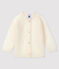 Gebreide cardigan voor meisjesbaby wit MARSHMALLOW