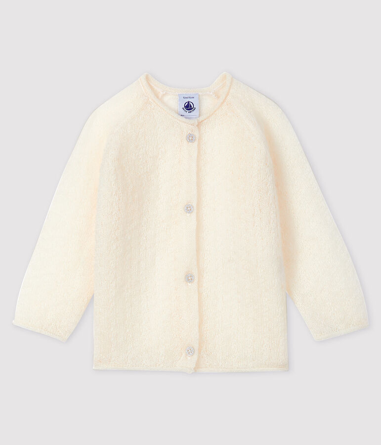 Cardigan b&eacute;b&eacute; fille en tricot blanc