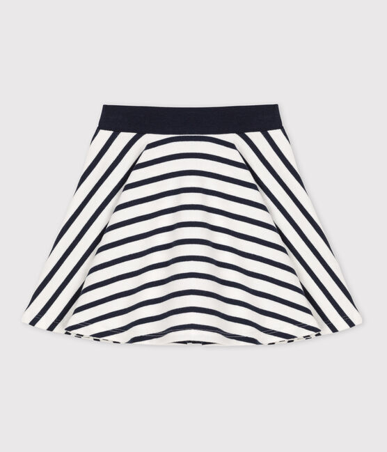 Jupe rayée en coton épais enfant fille blanc MARSHMALLOW/bleu SMOKING