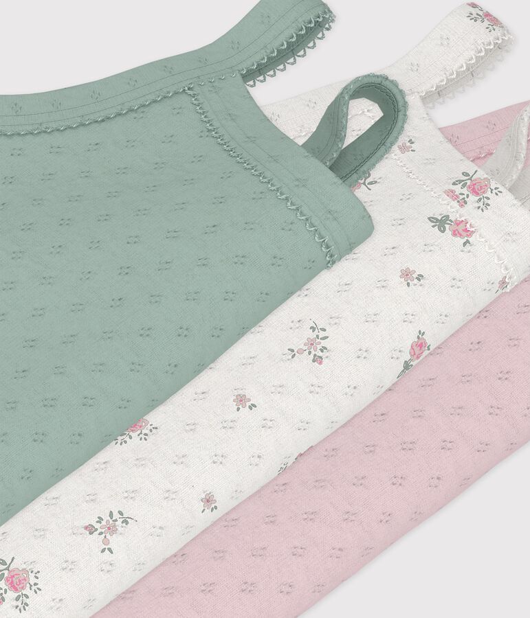Lot de bodies bretelles en coton ajour&eacute; fleuri b&eacute;b&eacute; multicouleur