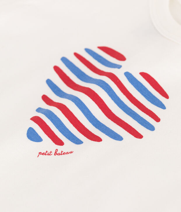 Tee-shirt b&eacute;b&eacute; en coton &agrave; manches courtes uni blanc/multicouleur