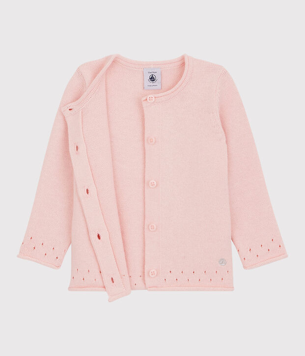 Cardigan en tricot b&eacute;b&eacute; rose