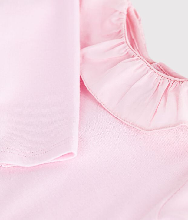 Body b&eacute;b&eacute; en coton uni &agrave; col rose clair