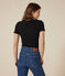 L'Iconique, T-shirt met korte mouw van effen ribstof voor dames zwart BLACK