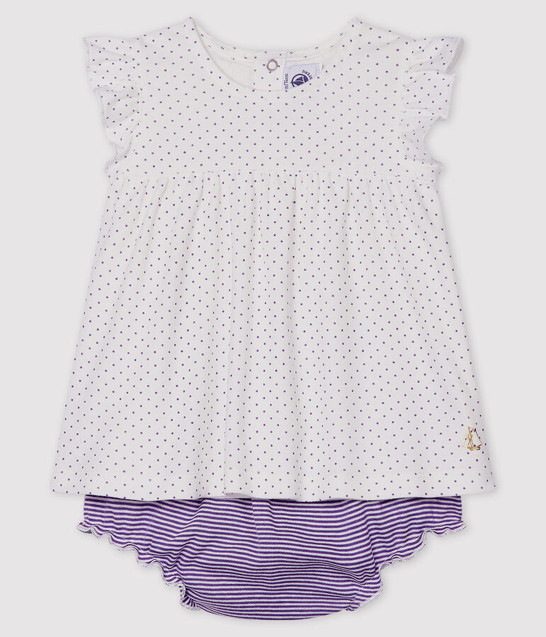 Set van 2 items babymeisje purper REAL/wit MARSHMALLOW