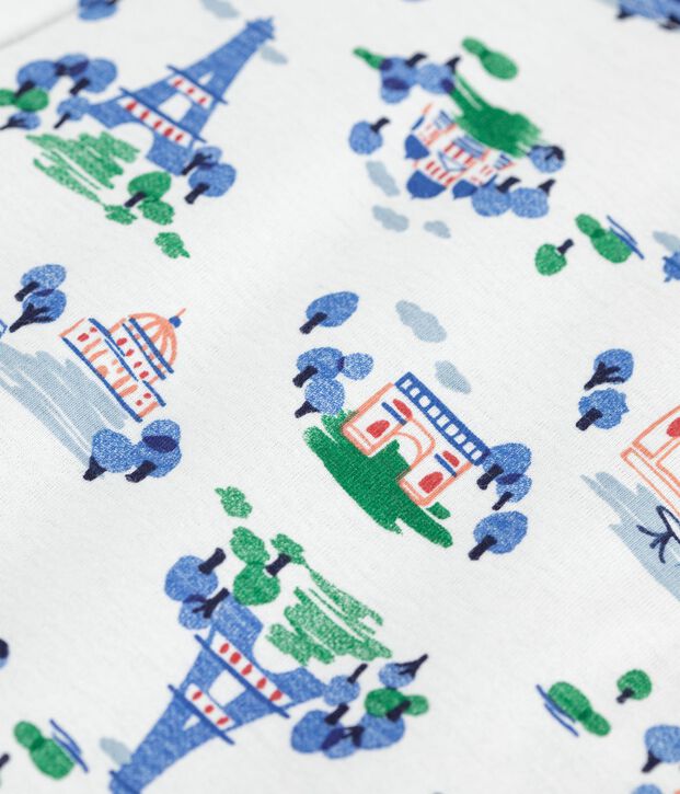 Omkeerbare katoenen bodywarmer met Parijs-print voor baby's wit/multicouleur