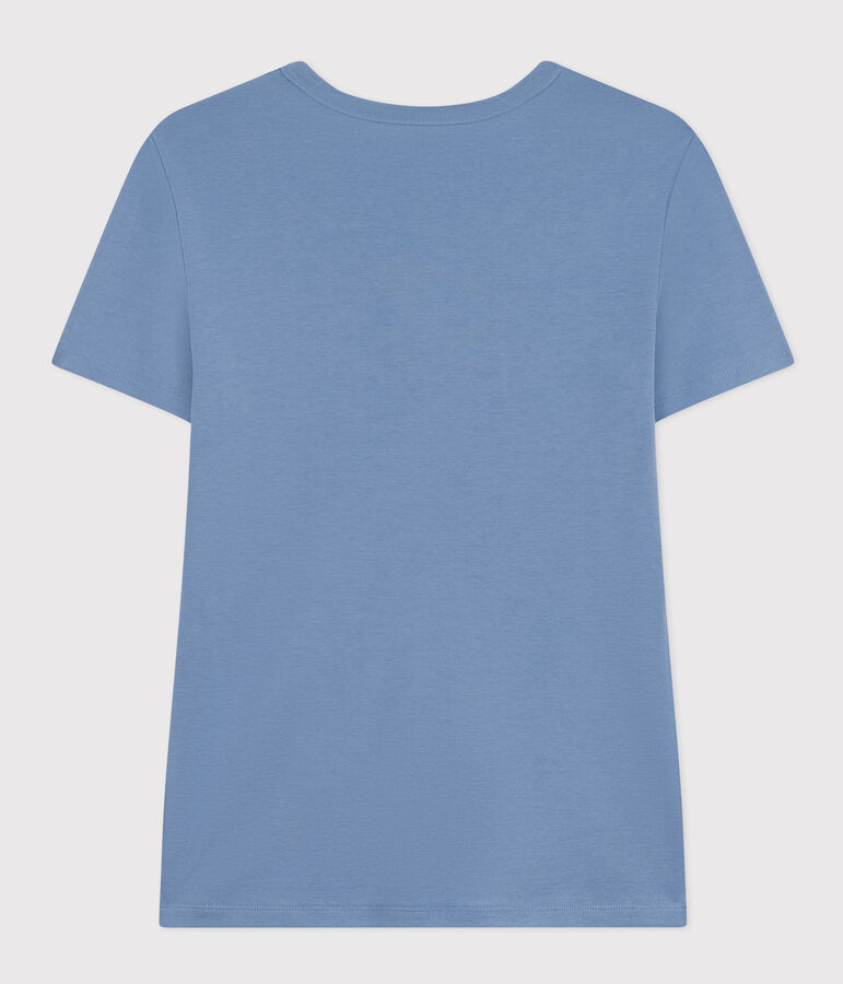 L'Iconique, effen katoenen T-shirt voor dames blauw
