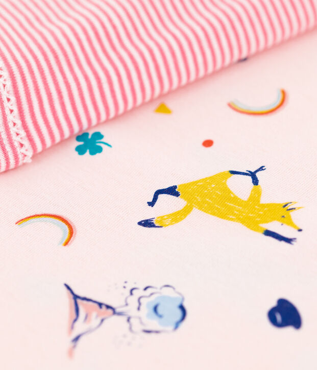 Korte katoenen pyjama met geprinte yoga dieren voor meisjes roze/multicouleur