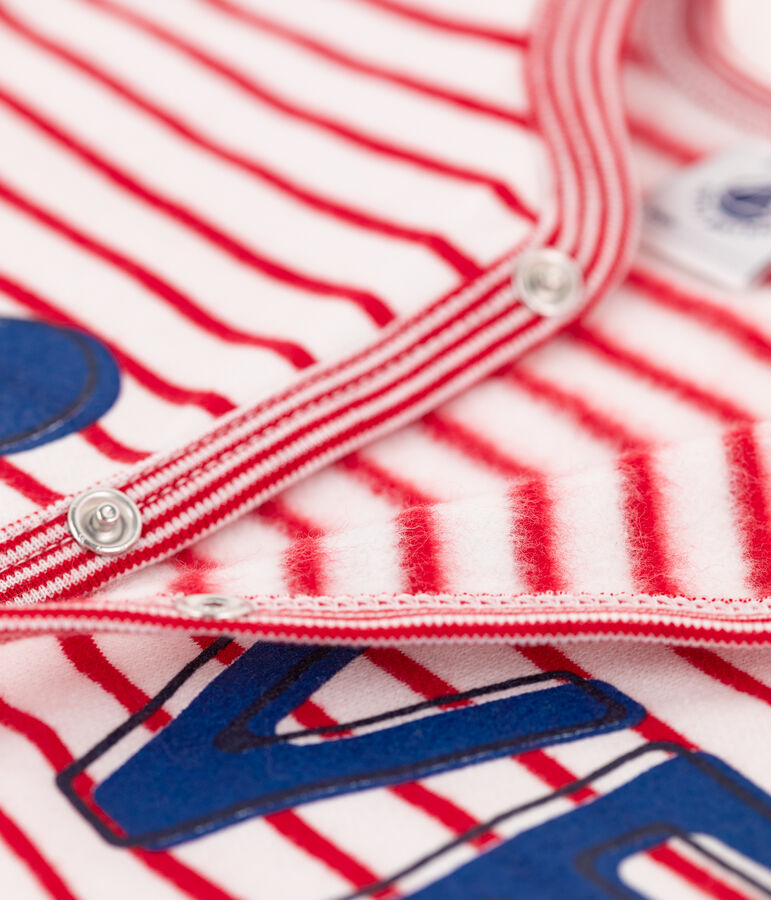 Dors-bien b&eacute;b&eacute; sans pied en molleton blanc/rouge