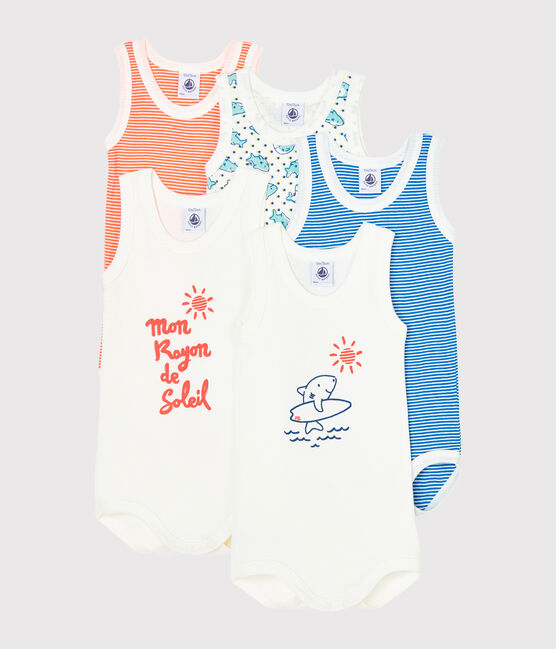 Set van 5 mouwloze rompertjes babyjongen variante 1