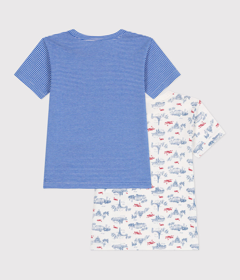 Lot de 2 tee-shirts enfant en coton manches courtes imprim&eacute; Paris multicouleur