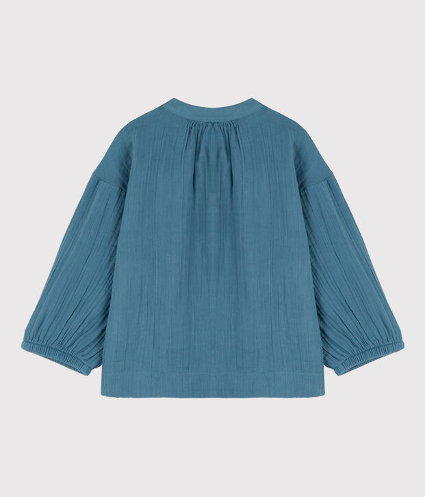 Blouse en gaze de coton enfant fille bleu