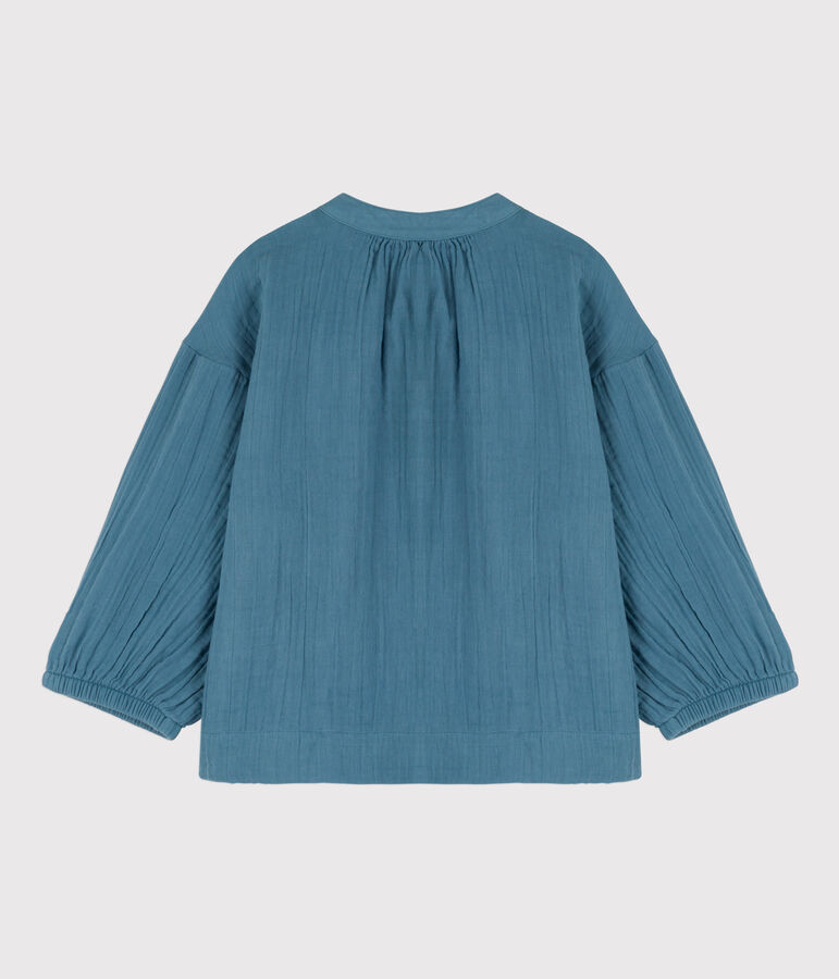 Blouse en gaze de coton enfant fille bleu ROVER